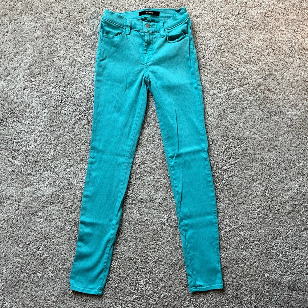 SALE J Brand Columbia Green Mid Rise Super Skinny Jean | 25